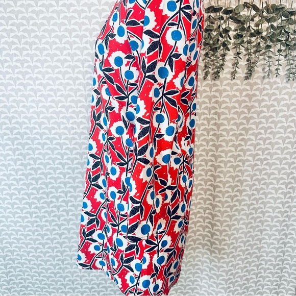 Compañia Fantastica Shift Dress 60’s Vibe Red Floral Long Sleeve Short Small - Picture 4 of 10